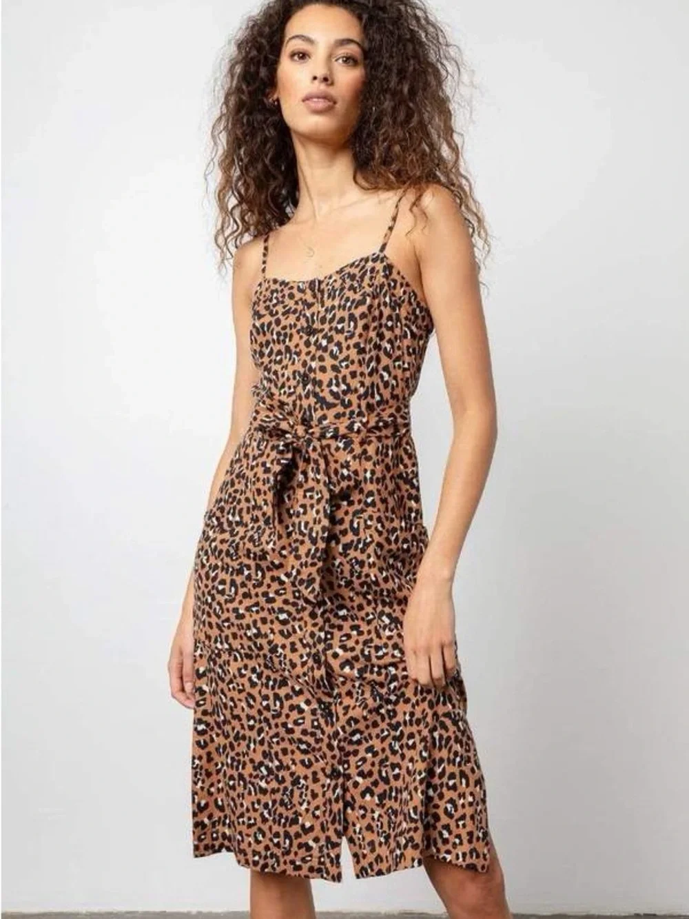 Rails Evie Golden Leopard Mini Dress Linen Blend XS Spring Summer Flowy